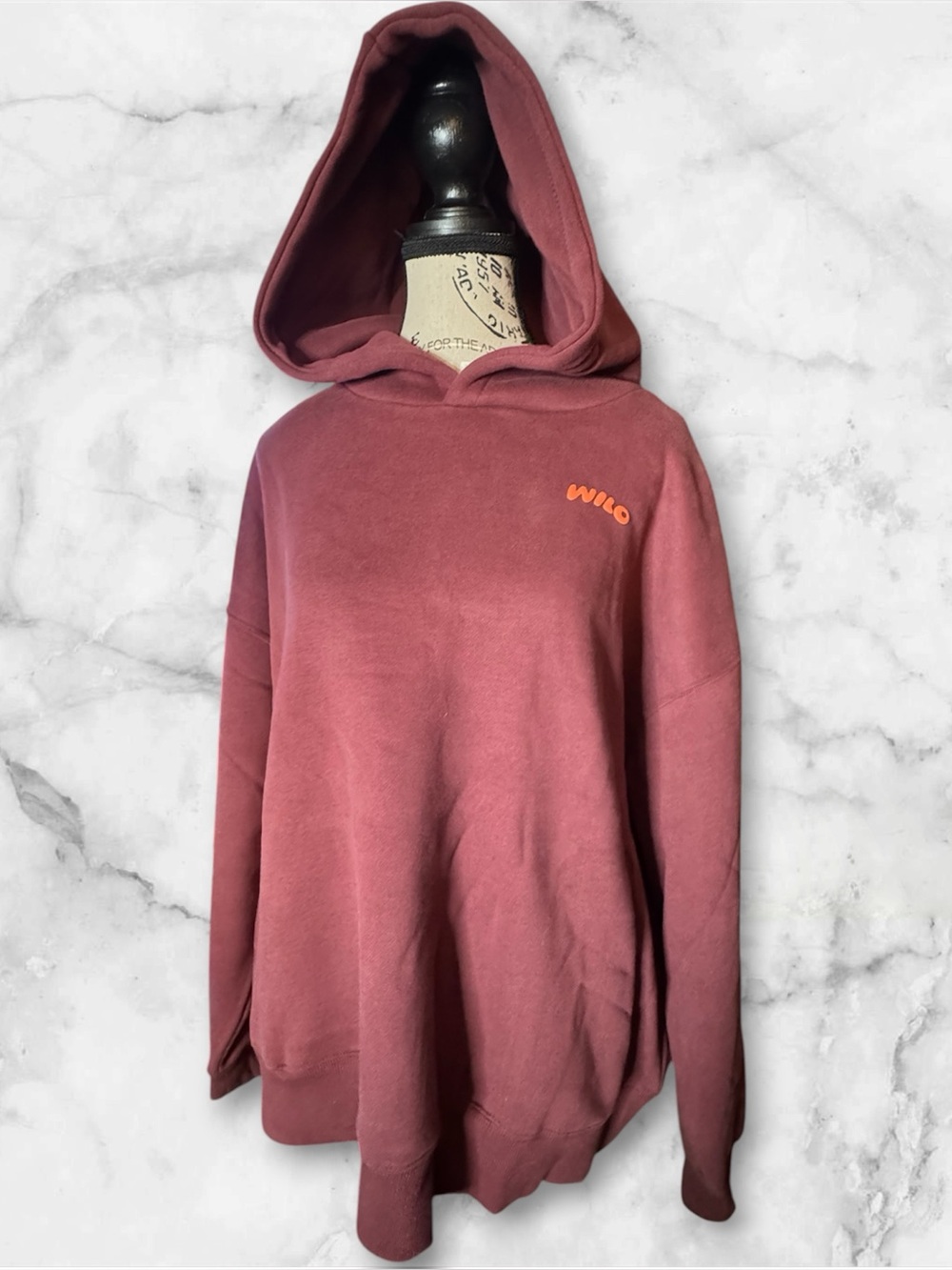 WILO Burgundy Hoodie with Orange Logo